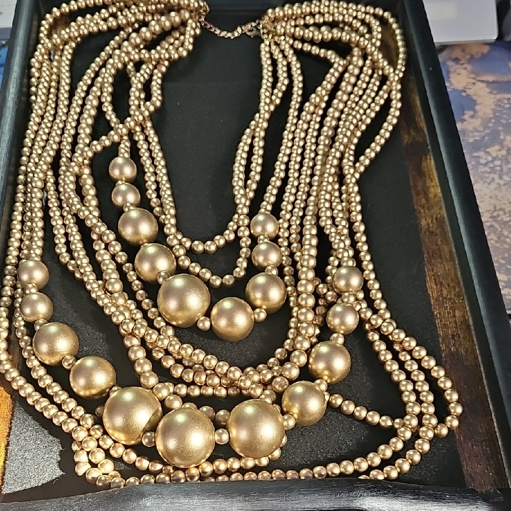 Elegant Luxe Long Gold Beaded Necklace